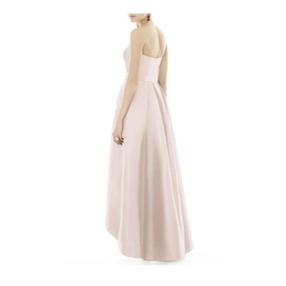 Alfred Sung D699S Strapless Pleated High/Low Sateen Twill Gown Blush Size 16 NWT - Picture 4 of 12
